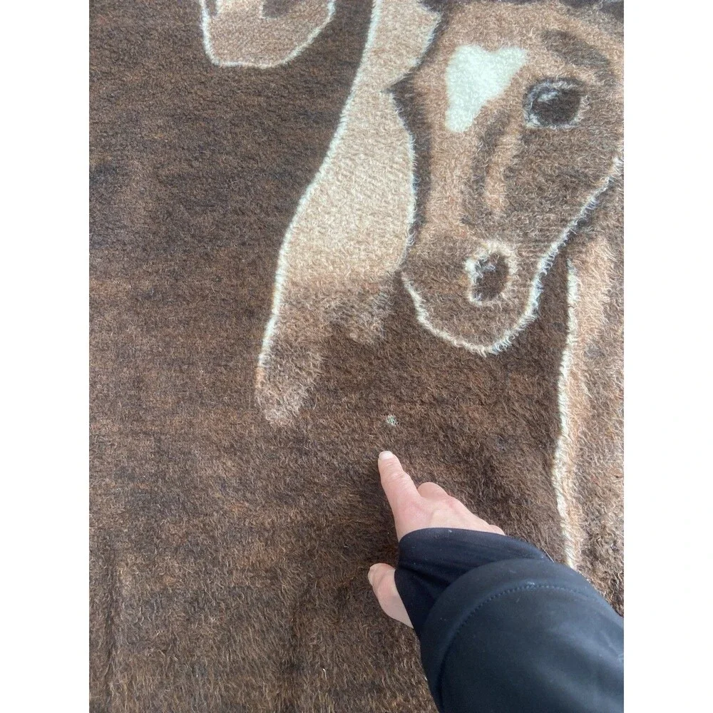 Vintage Biederlack Horse Throw Blanket West Germany Acrylic Ranch Decor